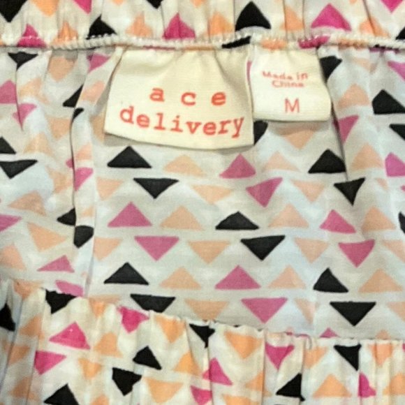 Ace Delivery Pleated Skirt - Geometric Pattern, Boho - Size Medium - Picture 4 of 5